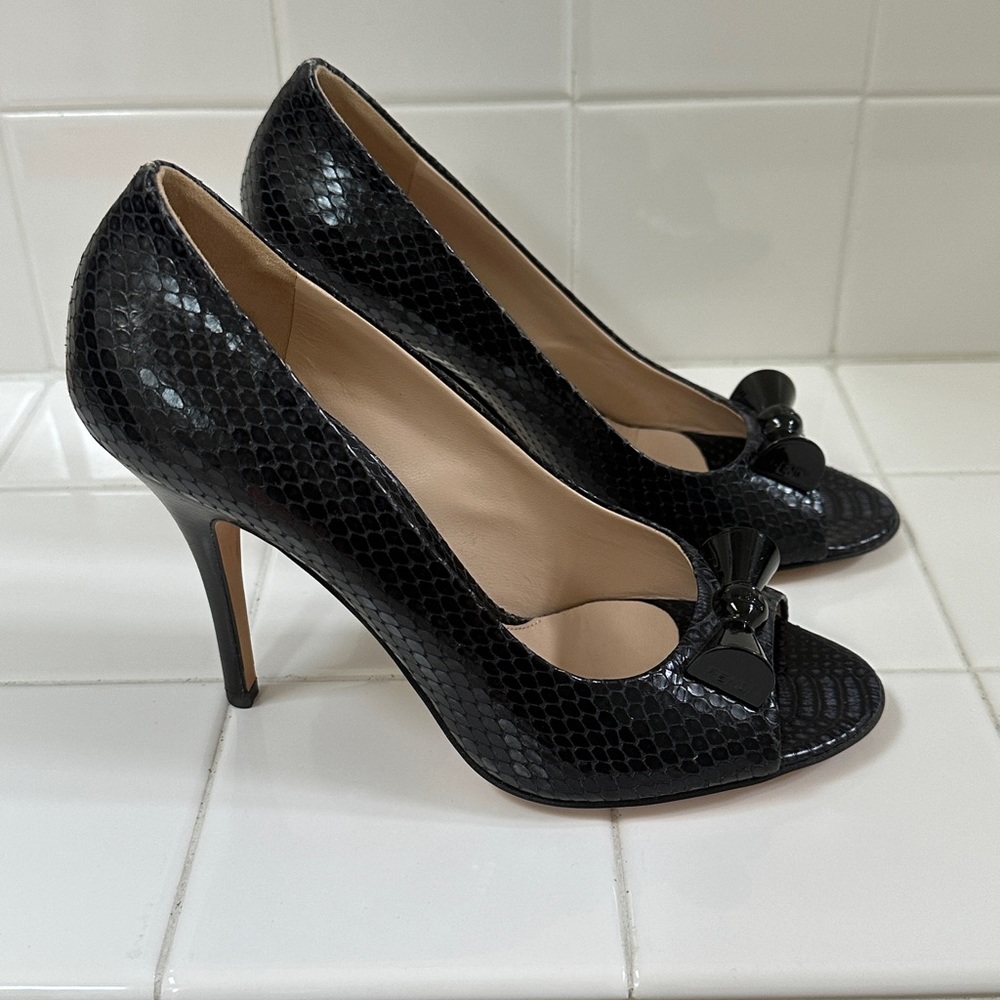 Fendi Black Peep-Toe Women's Shoes - Picture 3 of 6